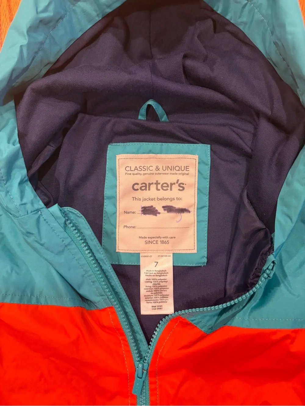 Carters colorblock rain